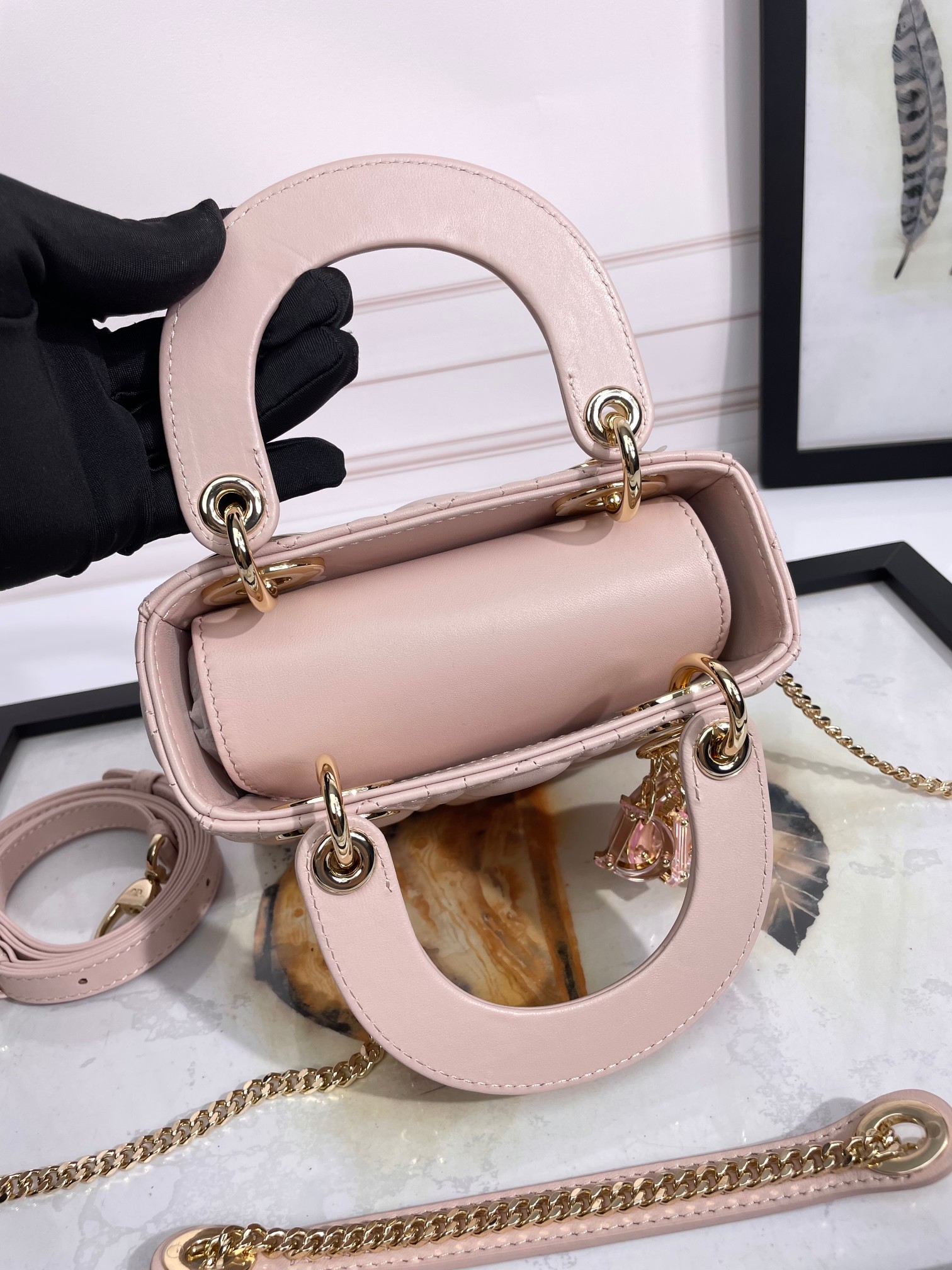 Mini Lady Dior Bag Pale Pink Cannage Lambskin